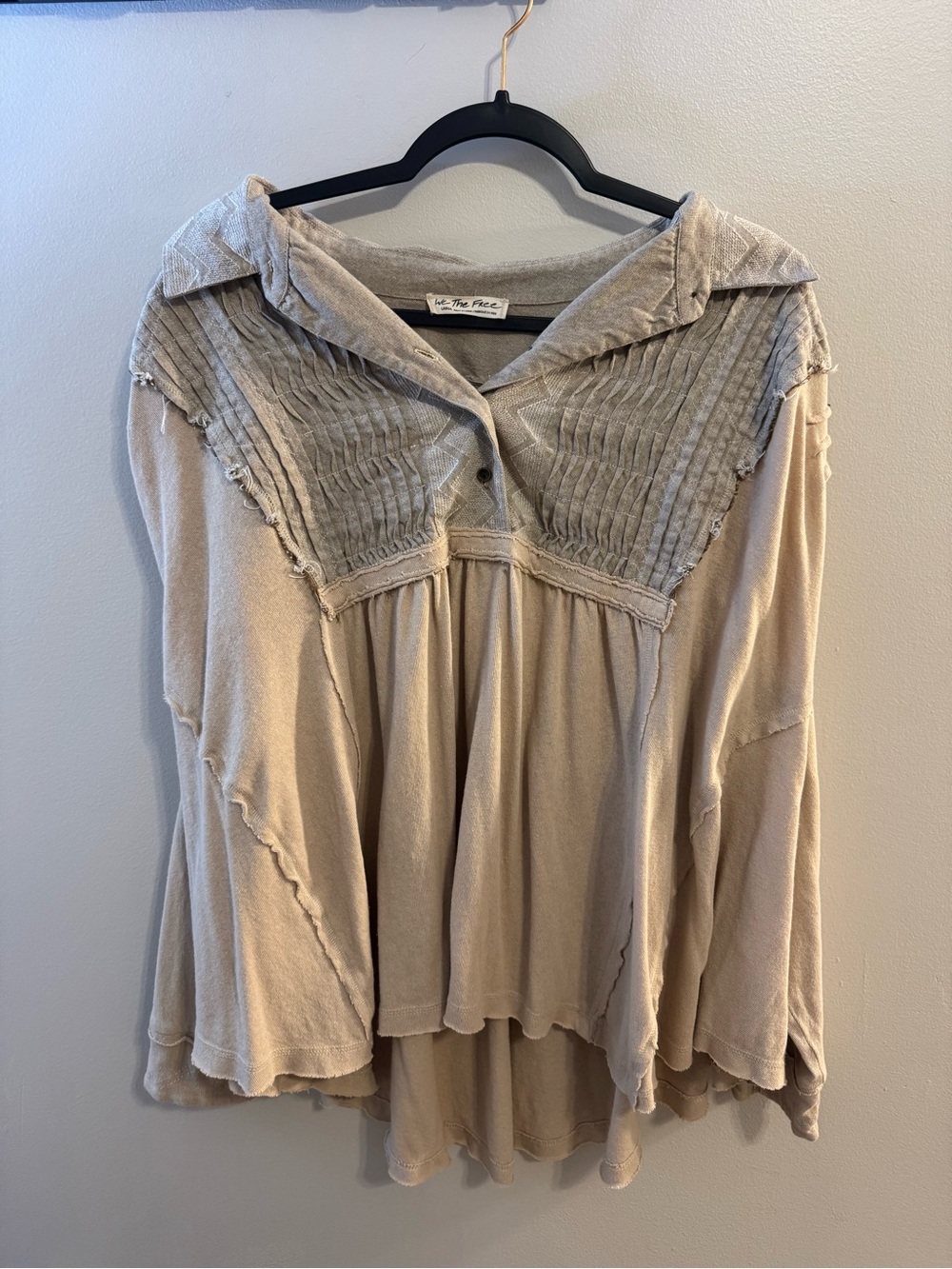 The Free People Beige Ruffle-Panel Top